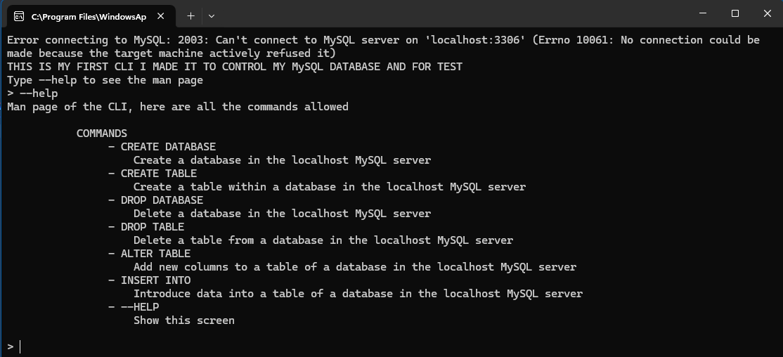 MySQL Server Command Line Interface
